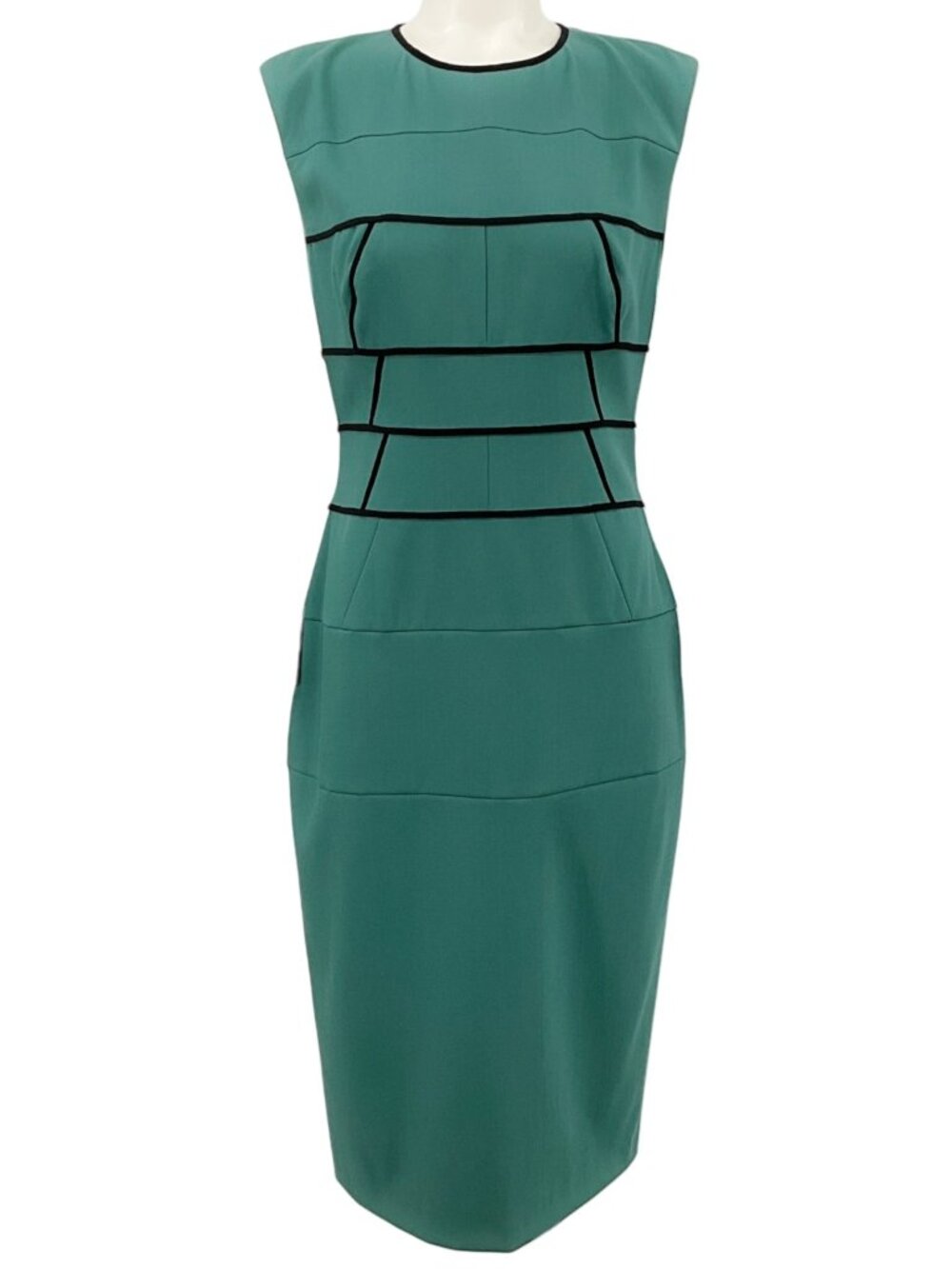 Narciso Rodriguez Green / Black Seam Detail Sleeveless Dress